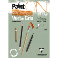 Clairefontaine Paint'On Mix Media blok 250 g lepljen – 30L A4 Sivo-zelena