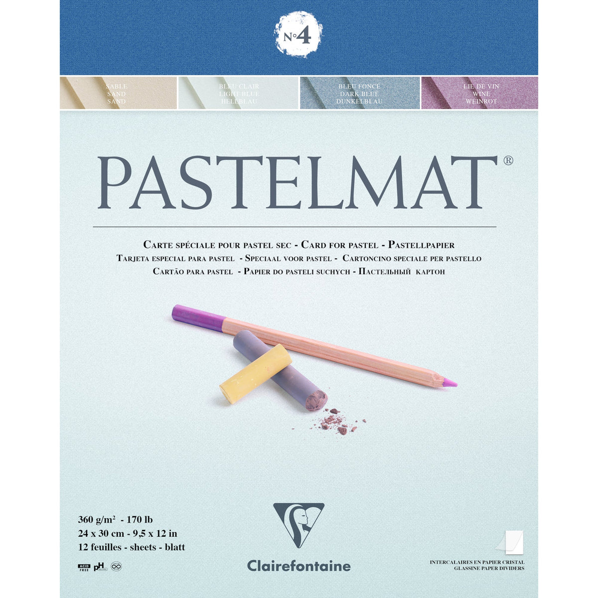 Clairefontaine Pastelmat blok 360 g 12L x 30 cm lepljen – 4 24