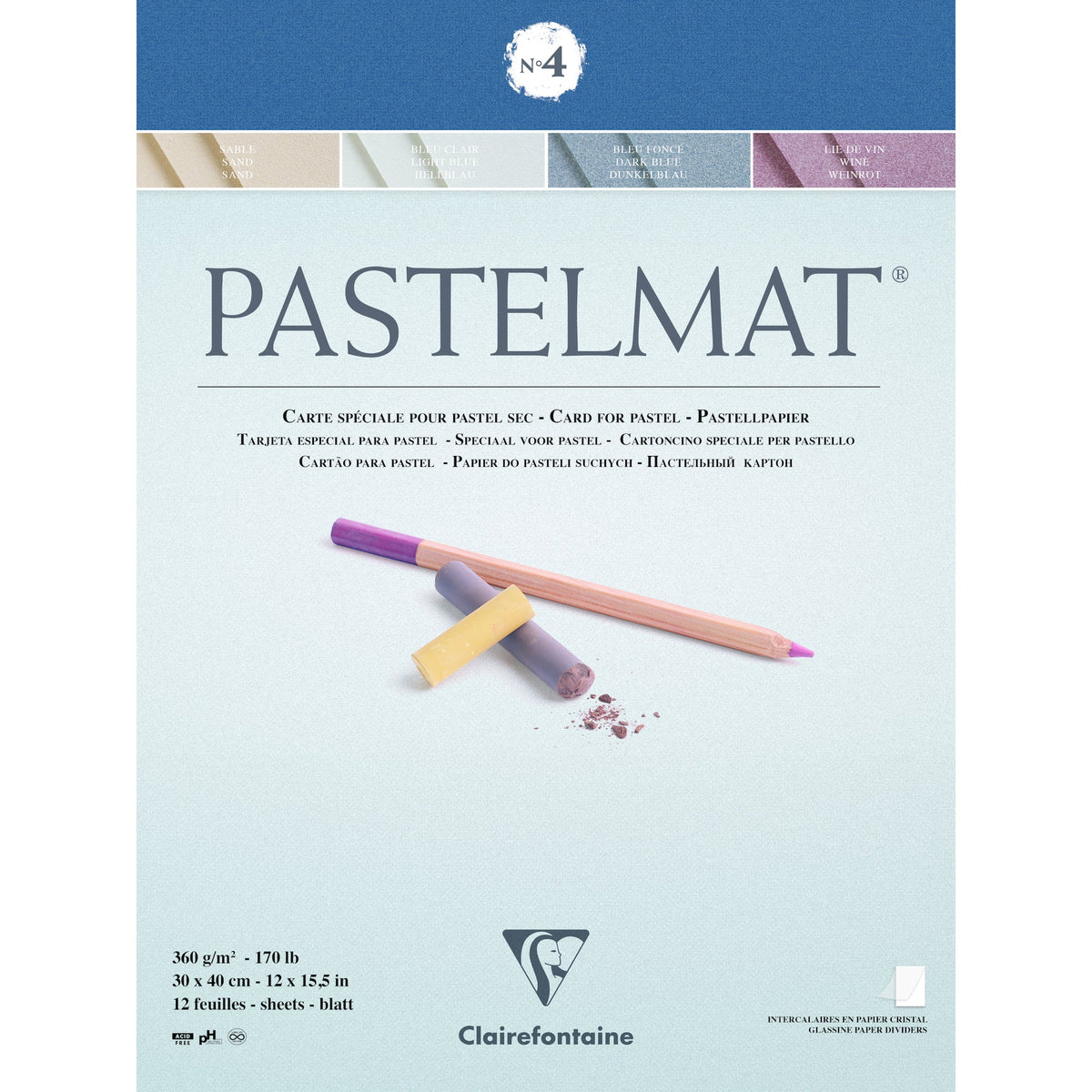 Clairefontaine Pastelmat blok 360 g 12L x 30 cm lepljen – 4 40