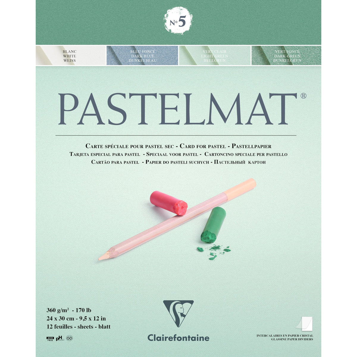 Clairefontaine Pastelmat blok 360 g 12L x 30 cm lepljen – 5 24
