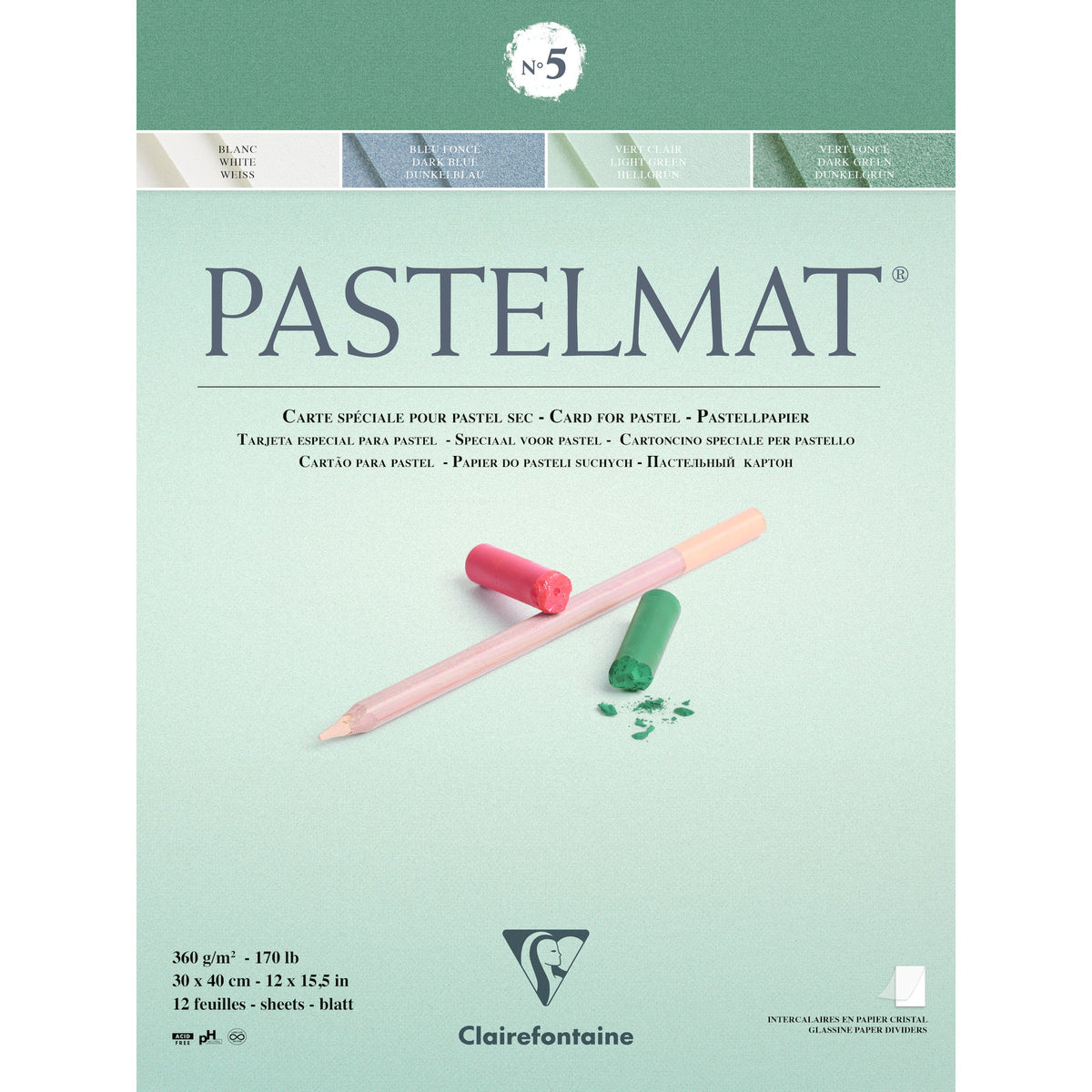 Clairefontaine Pastelmat blok 360 g 12L x 30 cm lepljen – 5 40