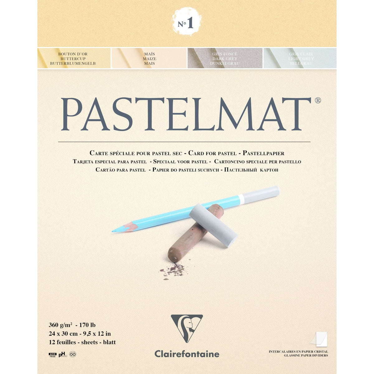 Clairefontaine Pastelmat blok br. 1 360 g 12L x 30 cm lepljen – 24