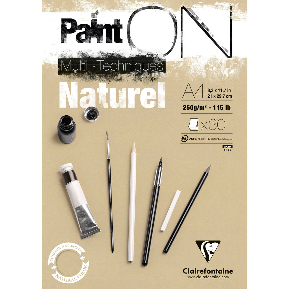 Blok za miks medije Clairefontaine Paint'On prirodni 250 g/m² – 30 listova – A4
