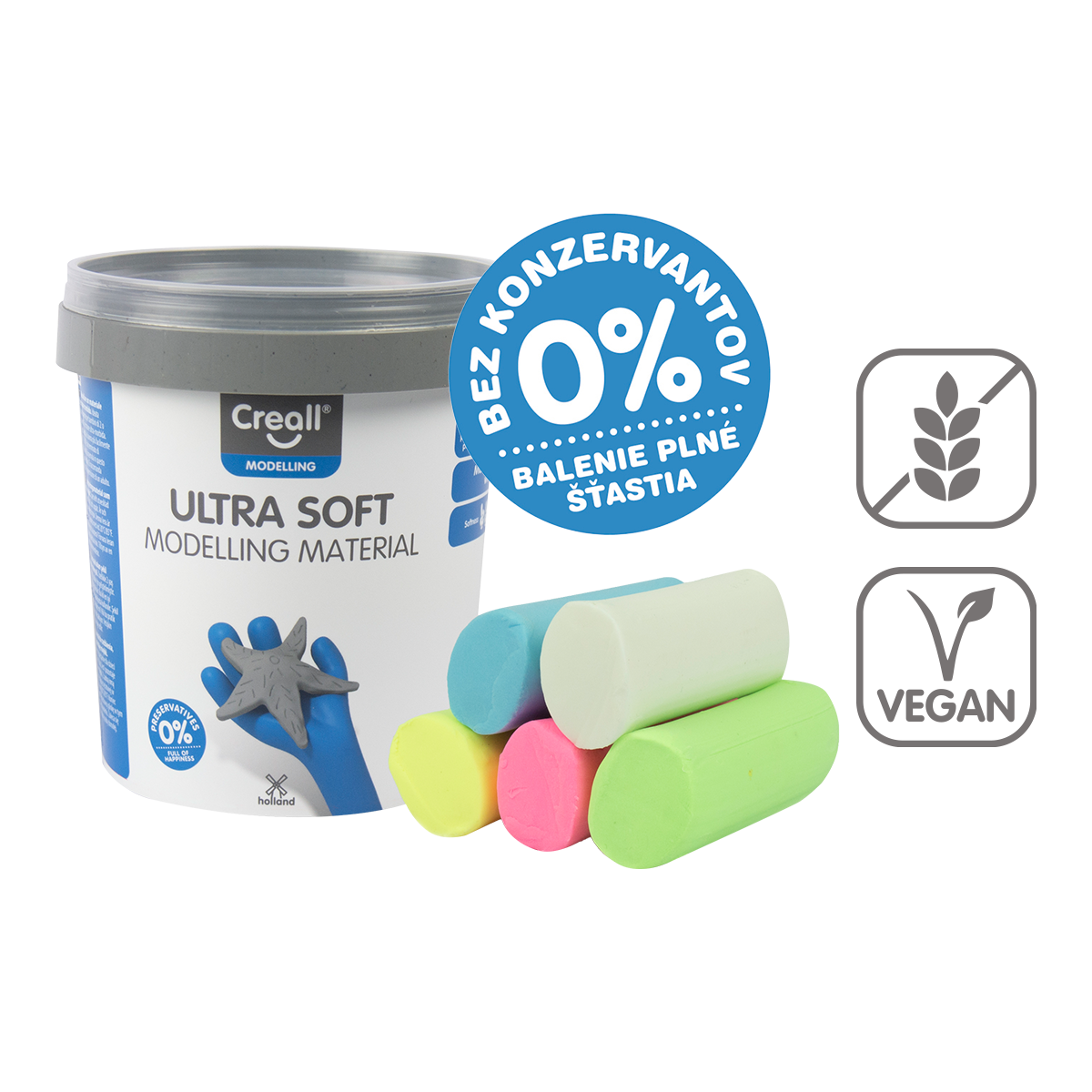 Creall masa za modelovanje Ultra soft, 5 g, posudica, miks boja – × 60 pastelnih