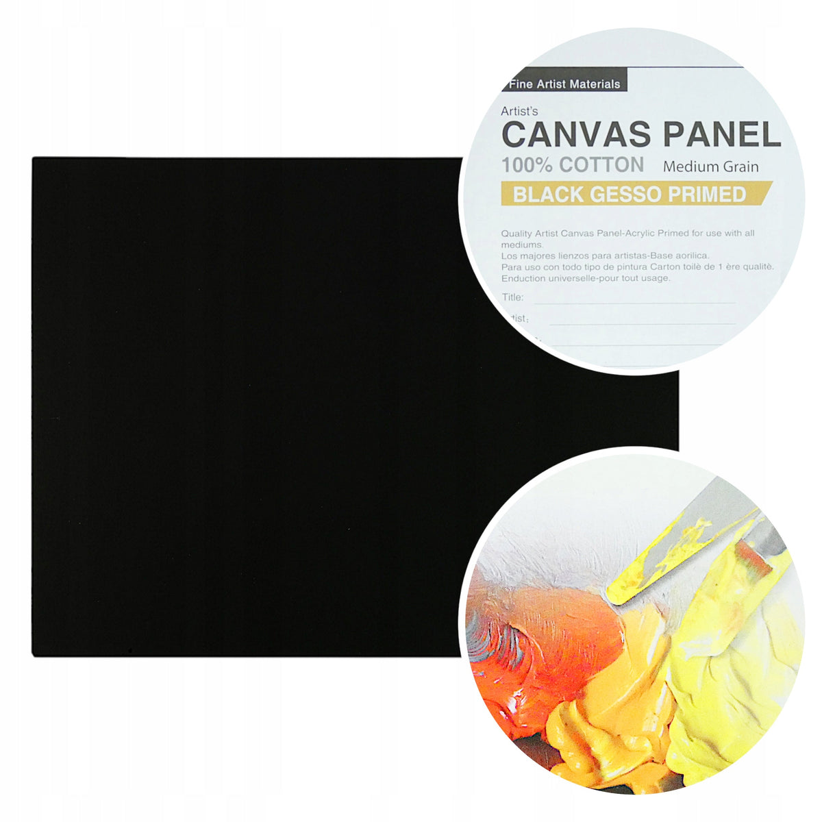 Crno grundirano platno na kartonu Phoenix 3 mm, 40 x 50 cm, 5 kom