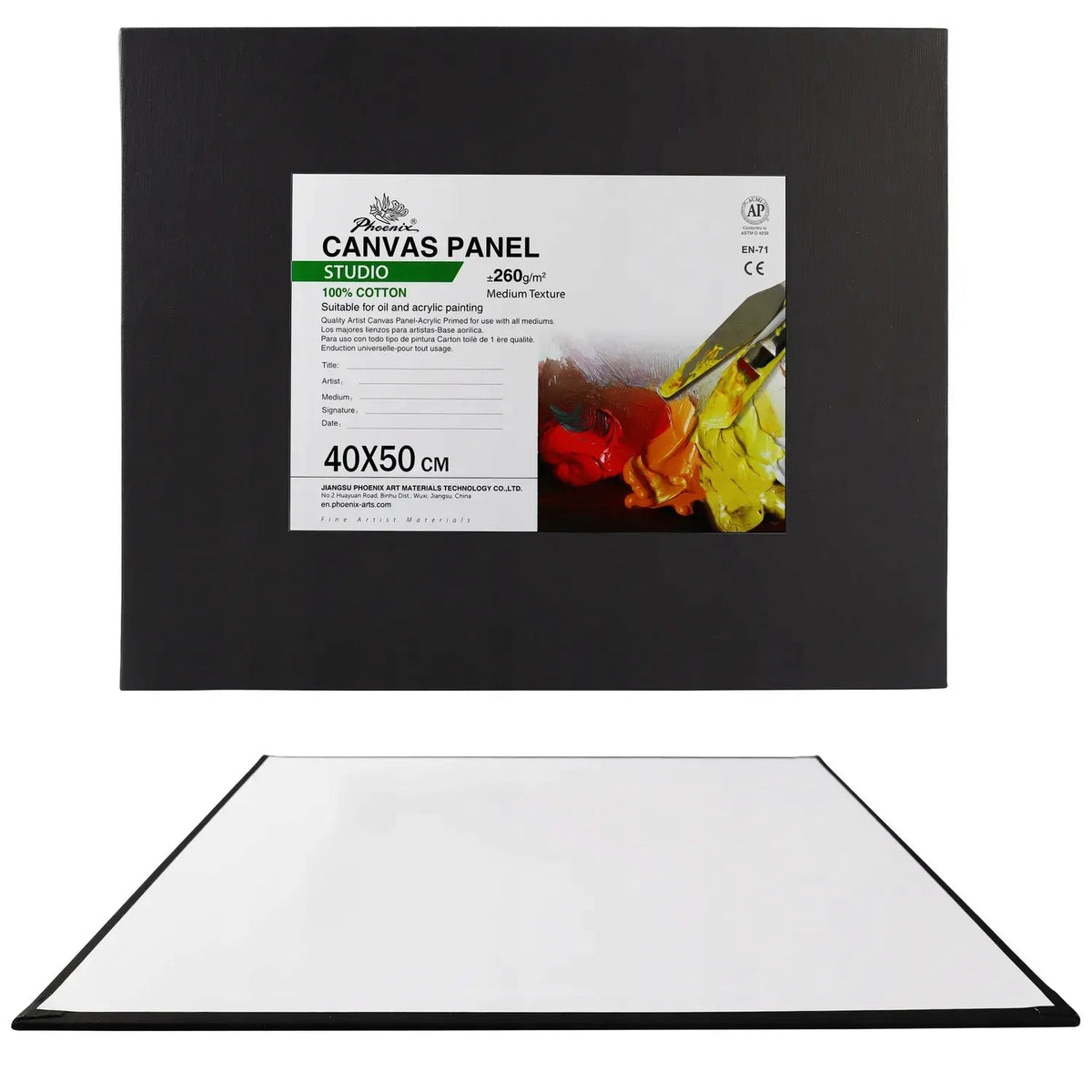 Crno grundirano platno na kartonu Phoenix 3 mm, 40 x 50 cm, 5 kom