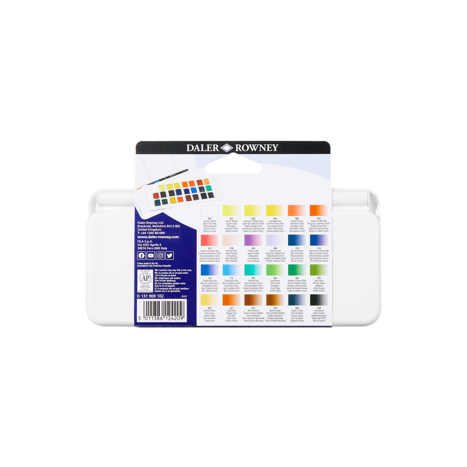 DALER ROWNEY Aquafine akvarel putni set 24 polu-posudica sa četkicom
