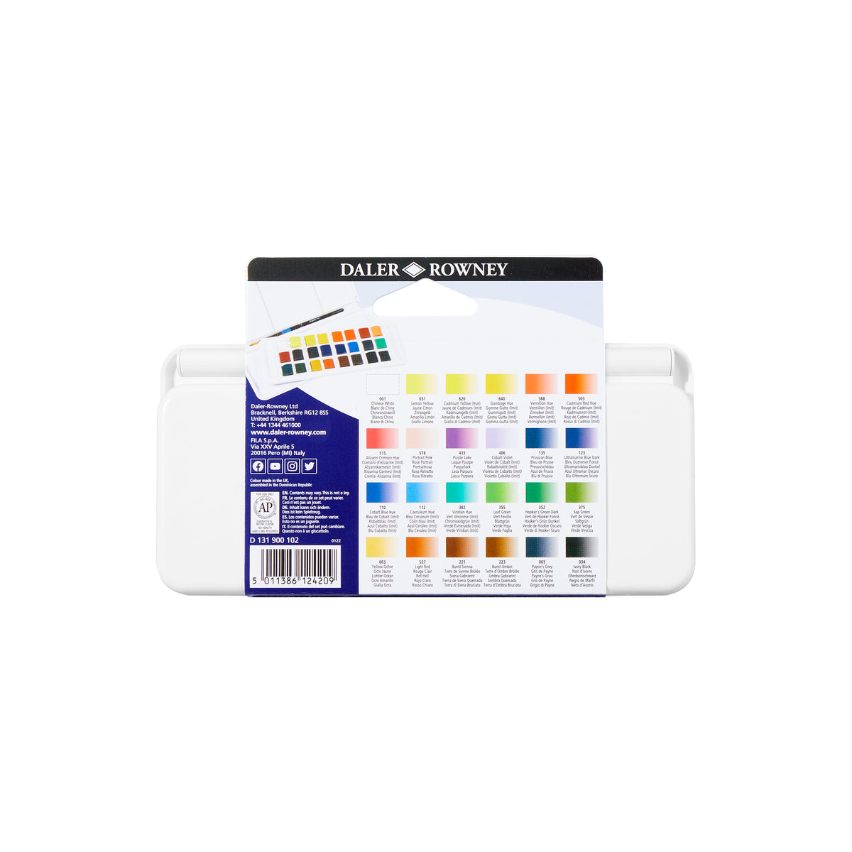 DALER ROWNEY Aquafine akvarel putni set 24 polu-posudica sa četkicom
