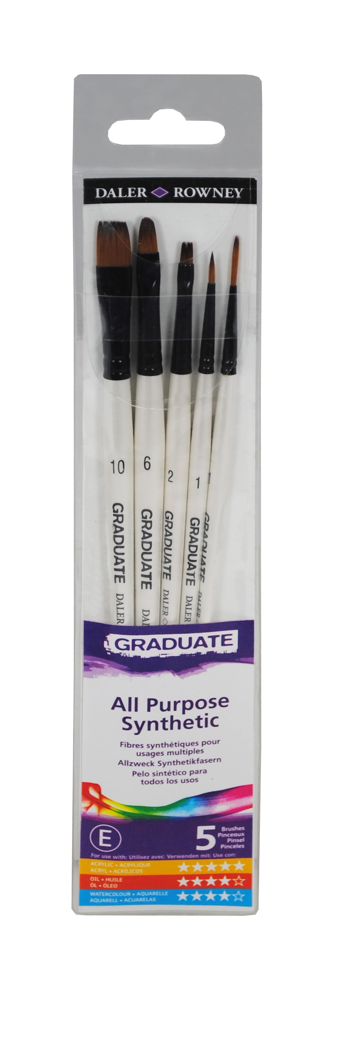 Set univerzalnih sintetičkih četkica DALER ROWNEY Graduate – 5 kom
