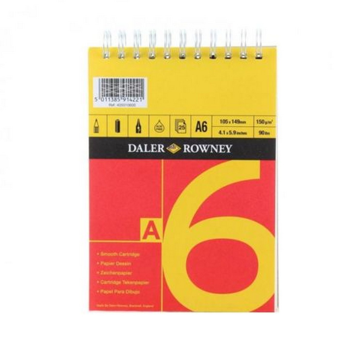 DALER ROWNEY D&R Red & Yellow skicen blok A6 150 g 25L lepljen