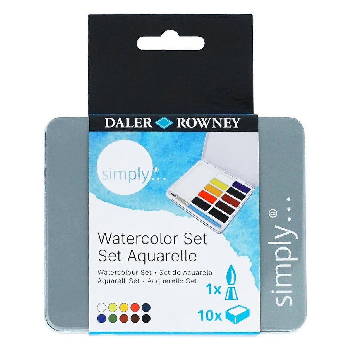 DALER ROWNEY Simply akvarel set 10 polu-posudica sa četkicom