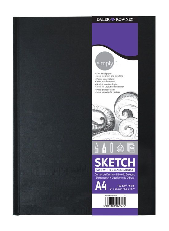 Skicar DALER ROWNEY Simply ekstra beli 100 g A4 54L tvrdi povez