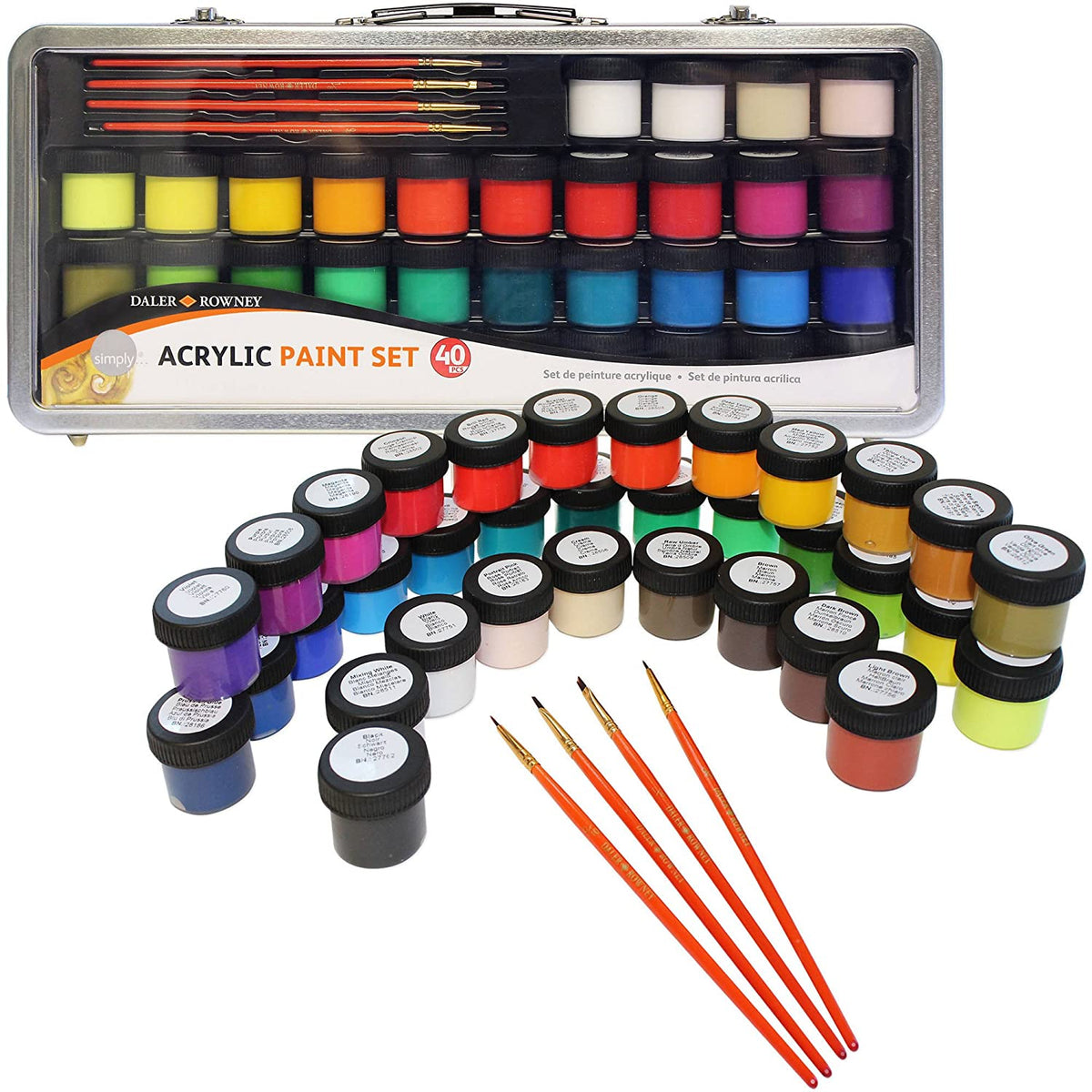 DALER ROWNEY Simply set akrilnih boja 40 kom u metalnom koferu