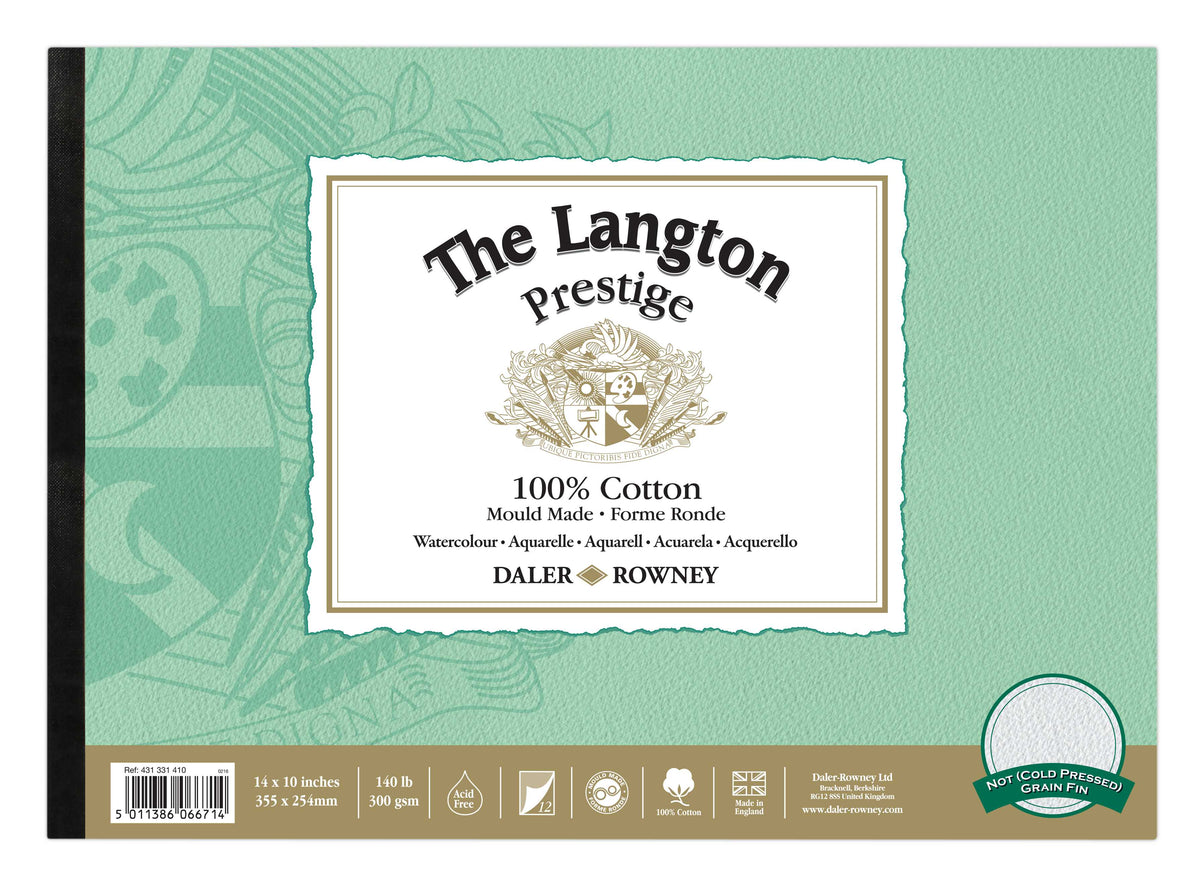 DALER ROWNEY The Langton Prestige akvarel blok CP Natural White 300 g 12L 25,4 x 35,6 cm – CP Natural White 300 g 12L 25,4 x 35,6 cm