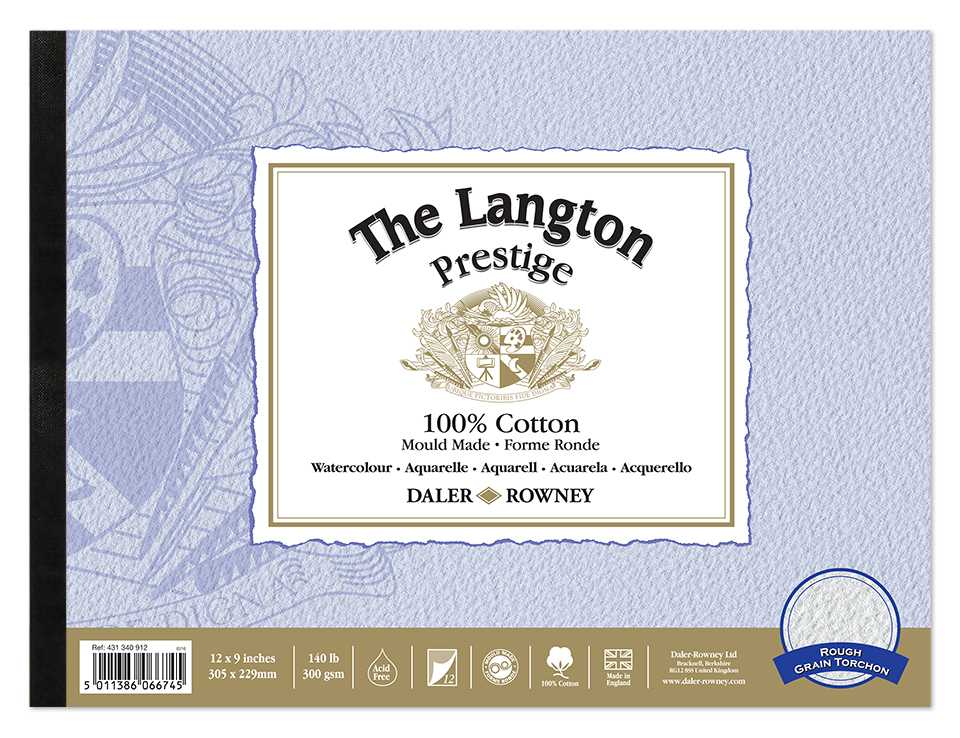 DALER ROWNEY The Langton Prestige akvarel blok CP Natural White 300 g 12L 25,4 x 35,6 cm – R Natural White 300 g, 12 listov - 22,9 x 30,5 cm