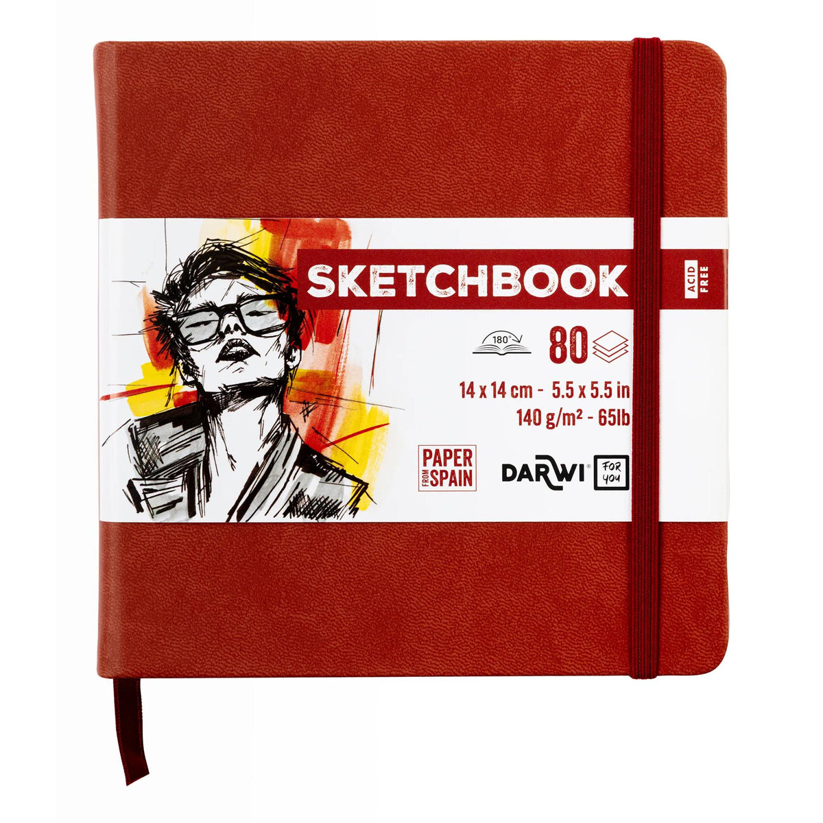 DARWI blok za skiciranje Terracotta 14 x 14 cm, 140 g/m², 80 listova