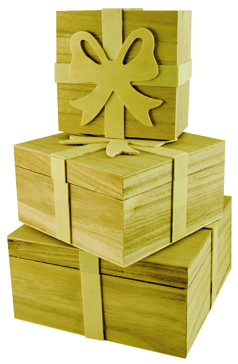 Drvene kutijice Pentart, set od 3 kom, 16 x 16 x 8 cm