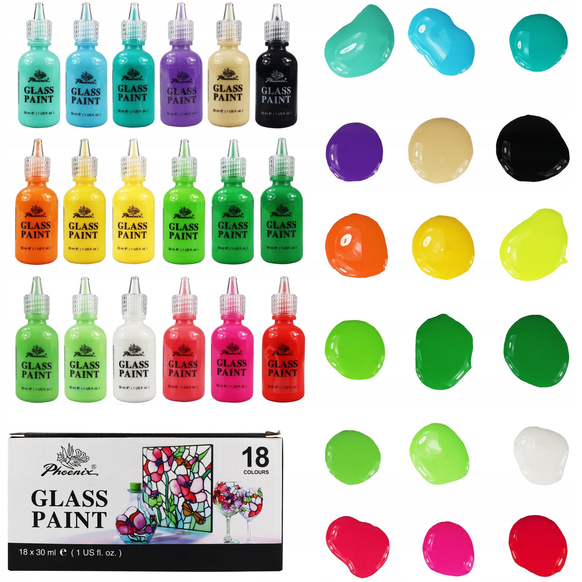 Farbe za staklo Phoenix - 18 x 30 ml