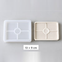 Fleksibilni silikonski kalup za izlivanje poslužavnika i podmetača – pravougaoni poslužavnik – 13 × 9 cm