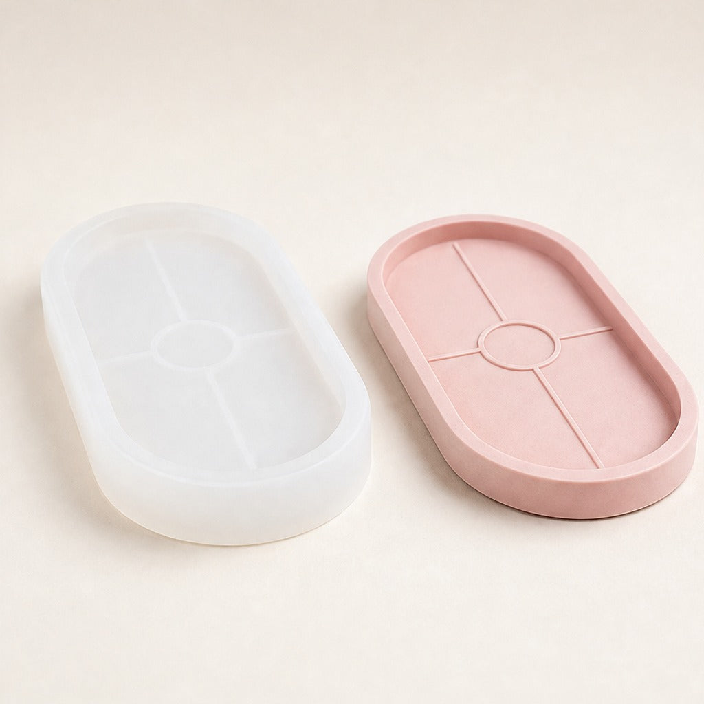 Fleksibilni silikonski kalup za livenje kućnih dekoracija – oválny podnos – 17,8 × 9,4 cm