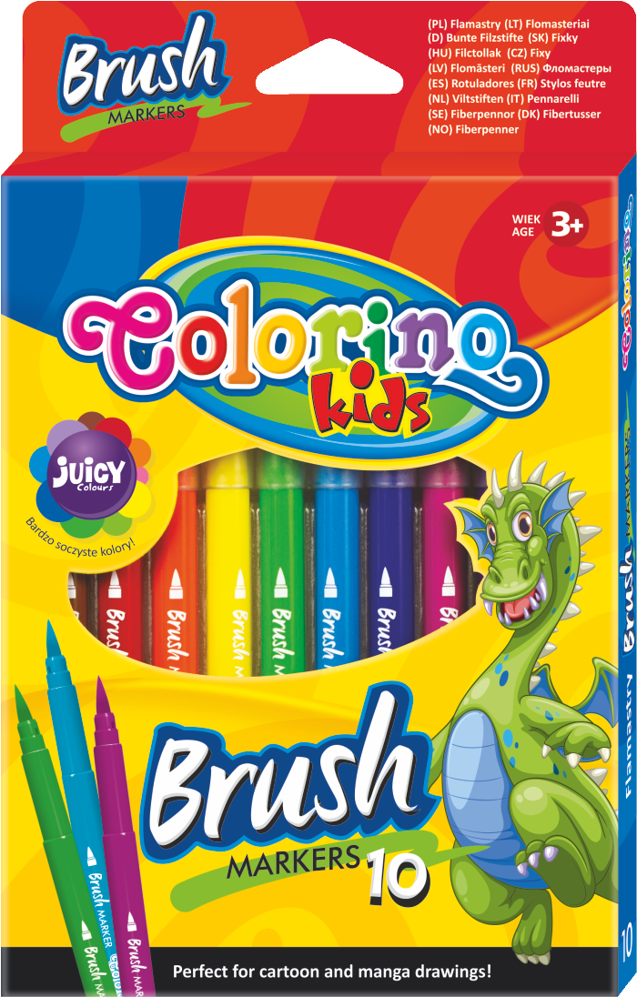 Flomasteri Colorino Brush sa dugačkim četkica vrhom – 10 boja
