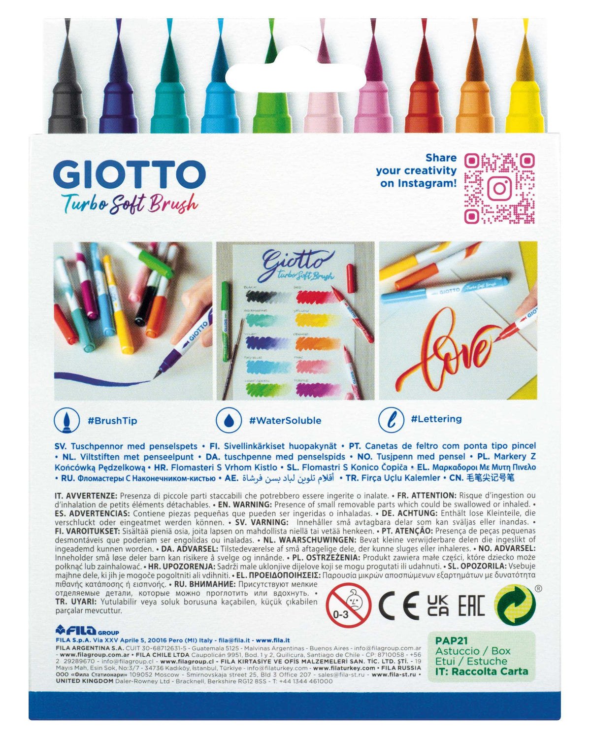Flomasteri sa četkicom GIOTTO Turbo Soft Brush - 10 kom