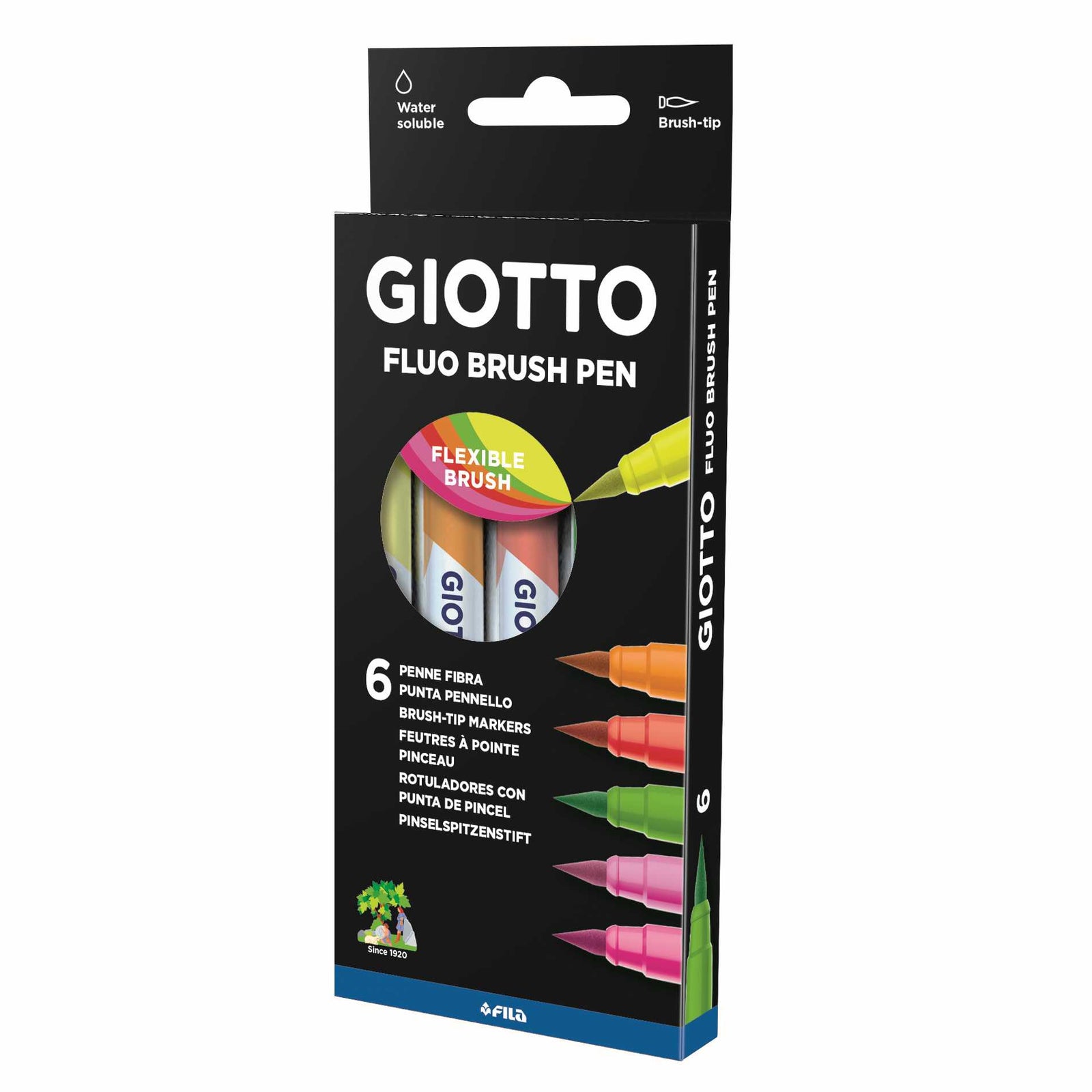 Flomasteri sa četkicom GIOTTO Turbo Soft Brush Fluo 6 kom