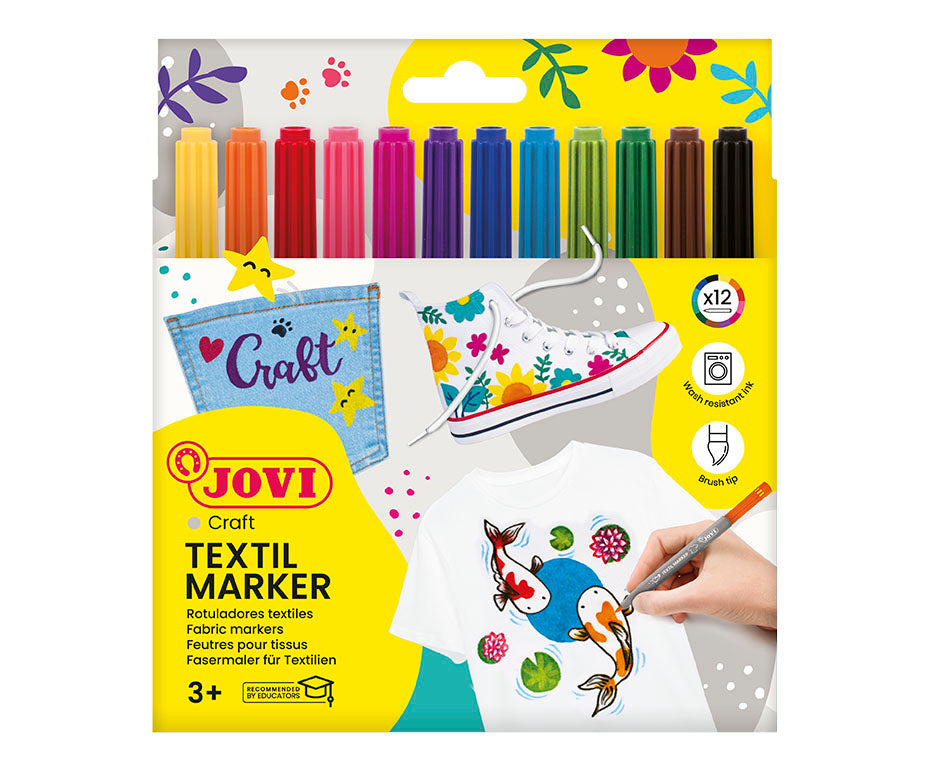 JOVI Jovidecor Textil markeri za tekstil sa četkastim vrhom 12 kom