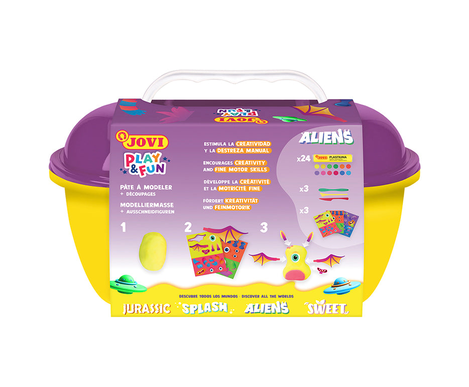 JOVI Play&Fun prirodni plastelin u koferčetu Aliens - 50 kom