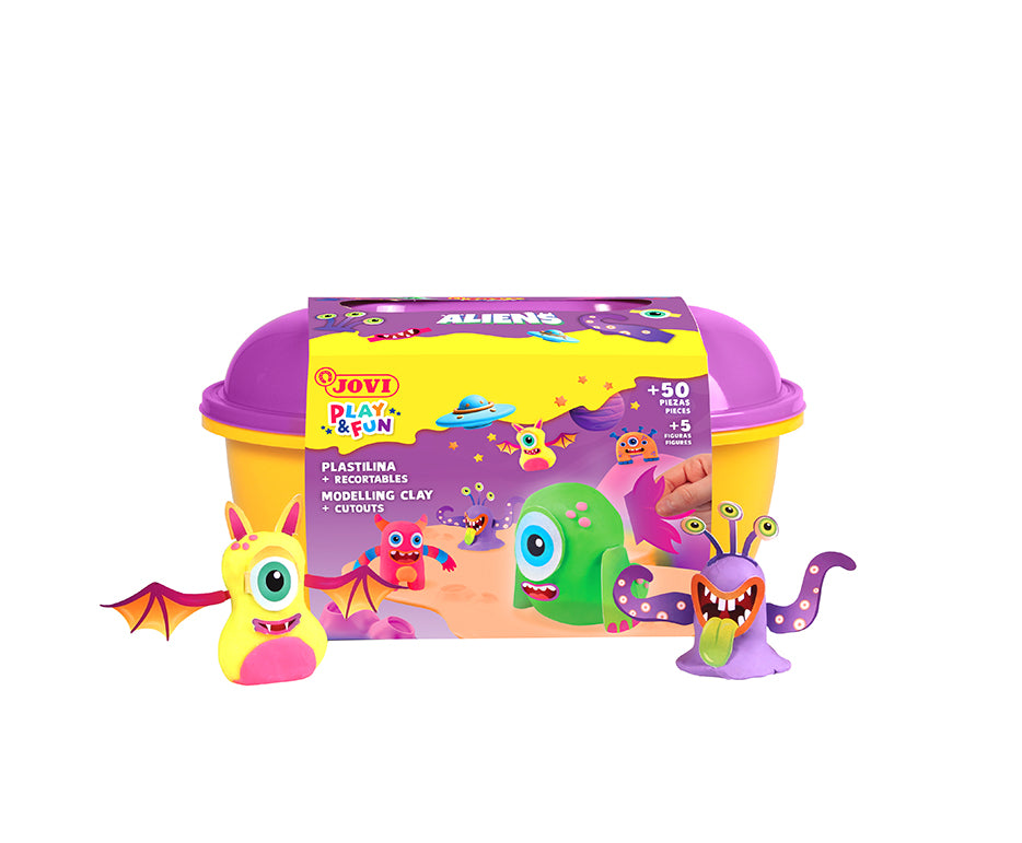JOVI Play&Fun prirodni plastelin u koferčetu Aliens - 50 kom