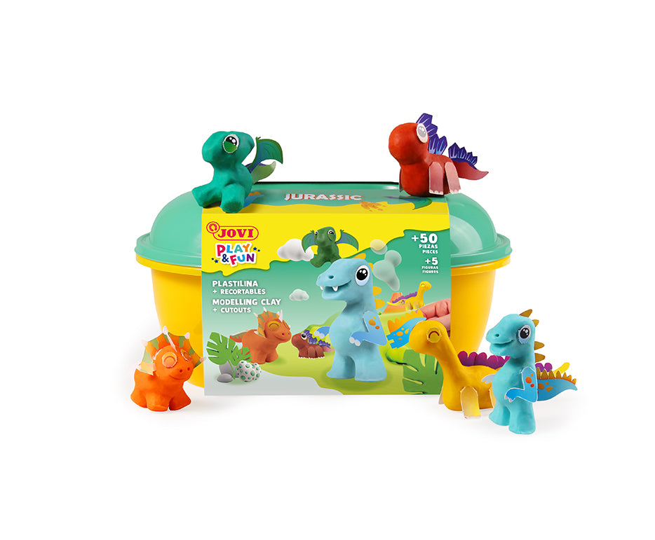 JOVI Play&Fun prirodni plastelin u koferčetu Jurassic – set sa priborom