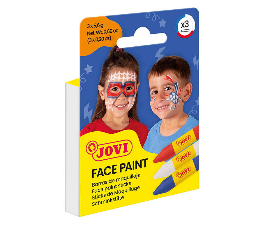 JOVI set boja za lice u stiku 3 x 5,6 g - bela, crvena i plava