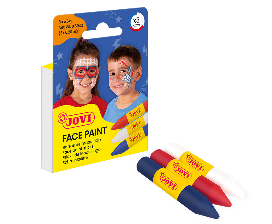 JOVI set boja za lice u stiku 3 x 5,6 g - bela, crvena i plava