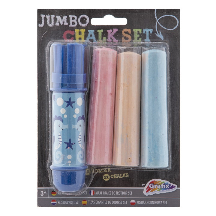 Jumbo krede za trotoar sa držačem 3 kom. – plava