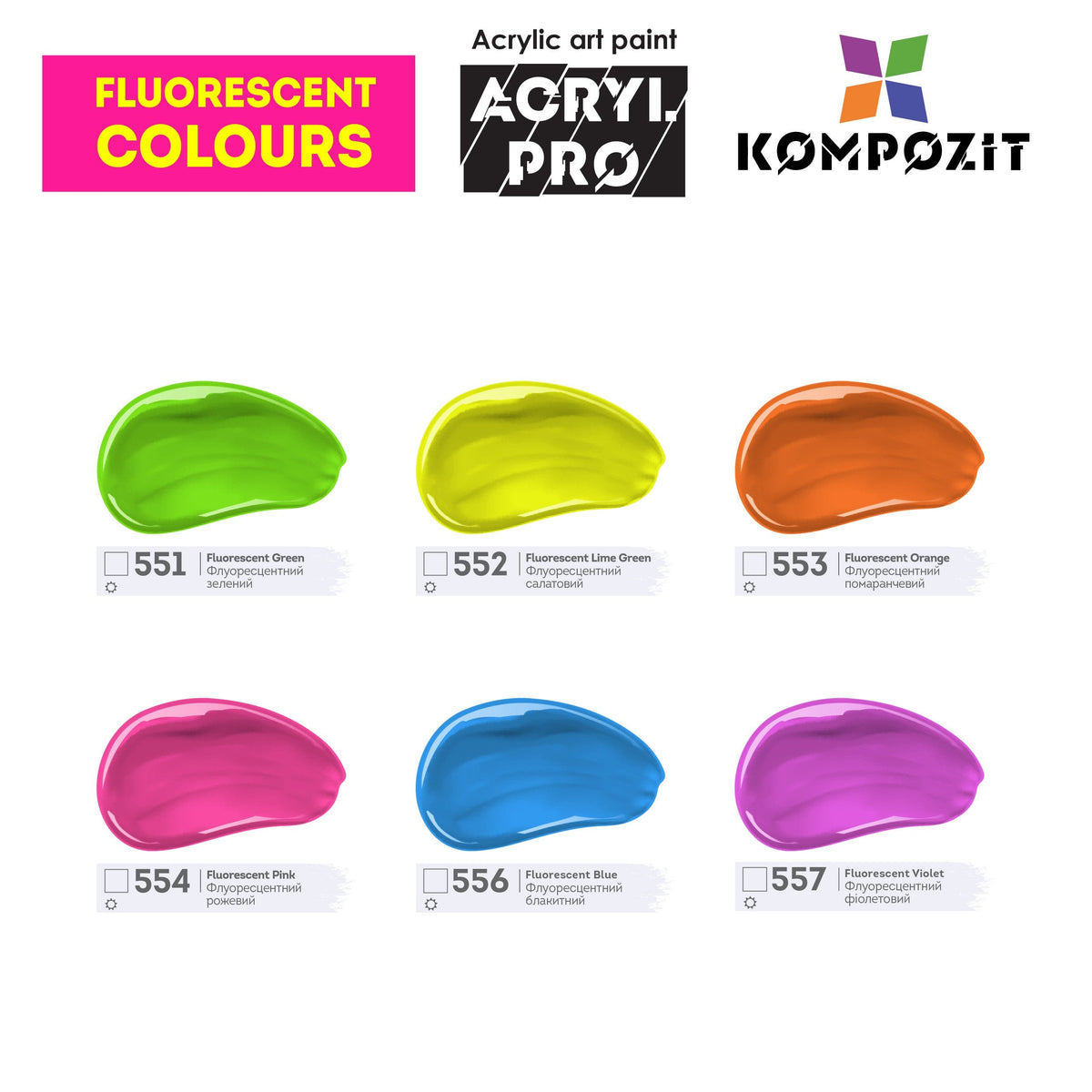 Fluorescentna akrilna boja ACRIL PRO ART Kompozit 75 ml