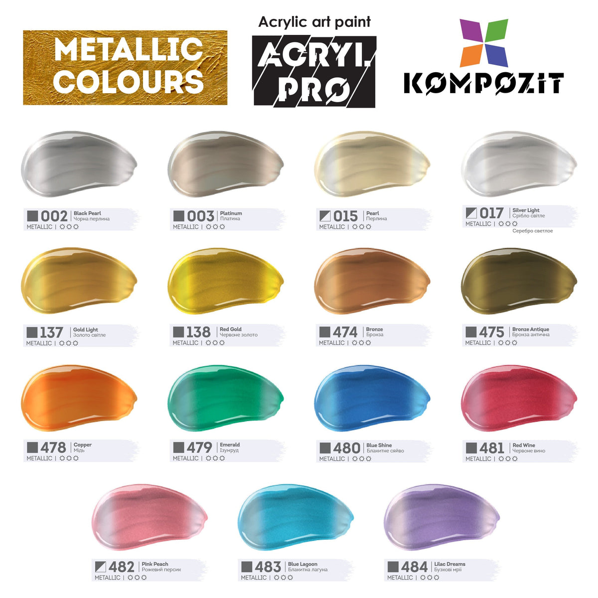 Metalik akrilna boja ACRIL PRO ART Kompozit 75 ml