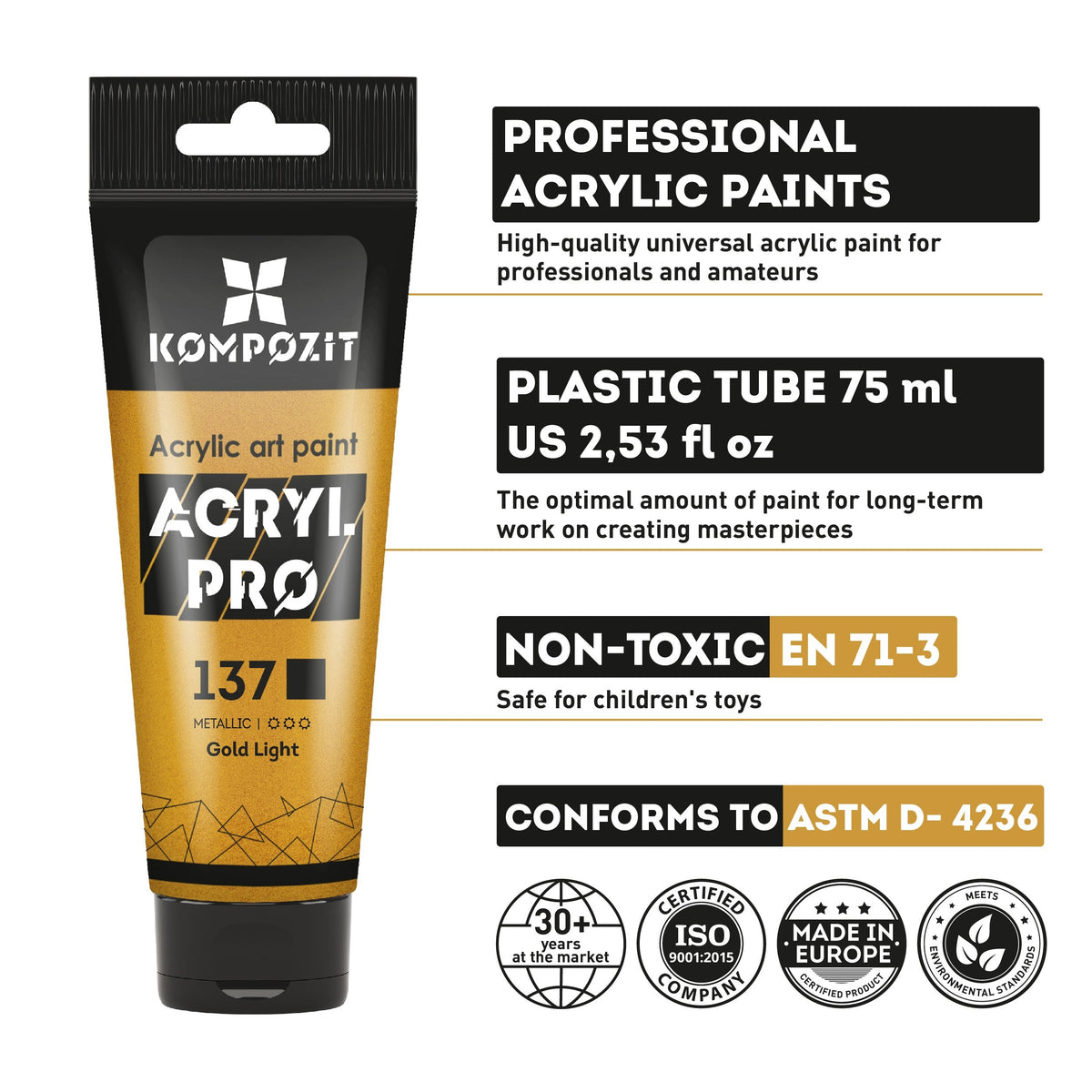 Metalik akrilna boja ACRIL PRO ART Kompozit 75 ml