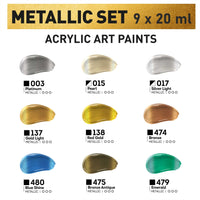 Set metalik akrilnih boja ACRIL PRO Kompozit 9x20 ml