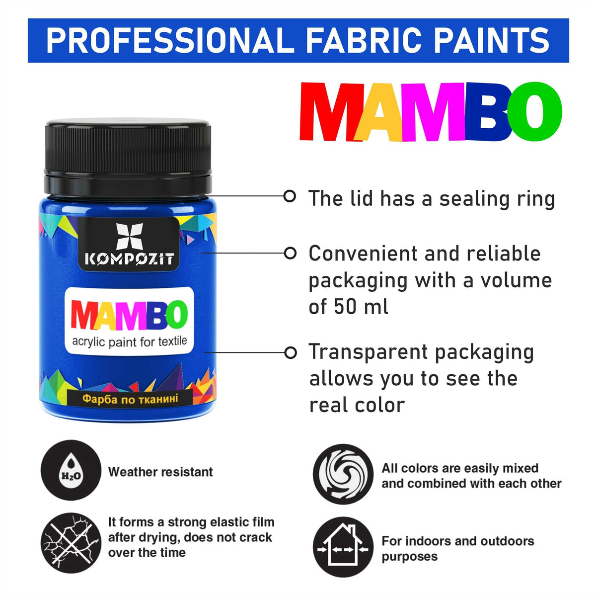 MAMBO akrilna boja za tekstil i kožu 50ml