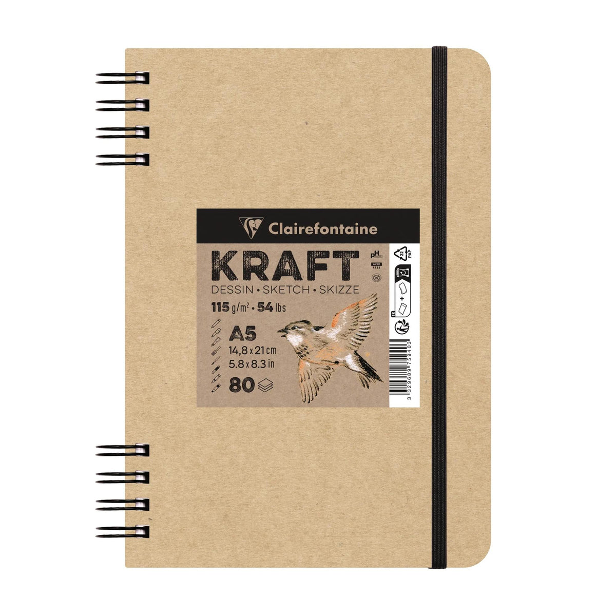 Kraft skicovací blok CLAIREFONTAINE 115 g/m² A5 – A4 - 80 listov