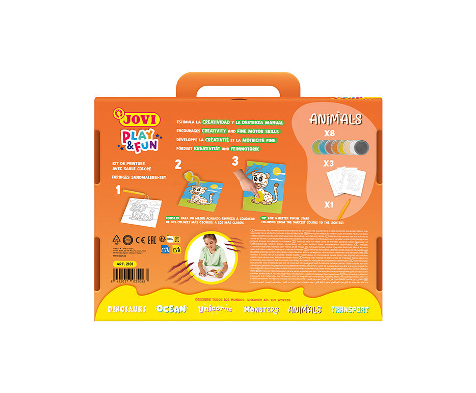 Kreativni set za slikanje peskom JOVI Play&Fun Životinje – 12 delova