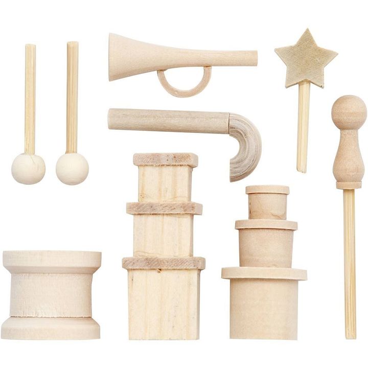 Mini drvene dekoracije - praznični set 9 kom. | Artmie