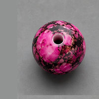 Okrugle staklene perle sa efektom mermera 8 mm – 15 kom – roze-crna