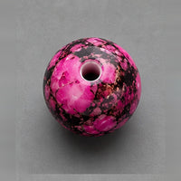 Okrugle staklene perle sa efektom mermera 8 mm – 15 kom – roze-crna