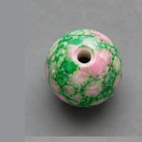 Okrugle staklene perle sa efektom mermera 8 mm – 15 kom – zeleno-roze