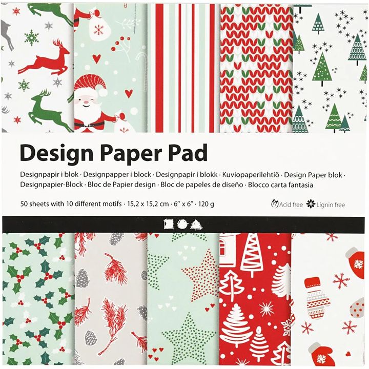 Papir za scrapbooking | Novogodišnji motiv 50 listova 15,2 x 15,2 cm | Artmie