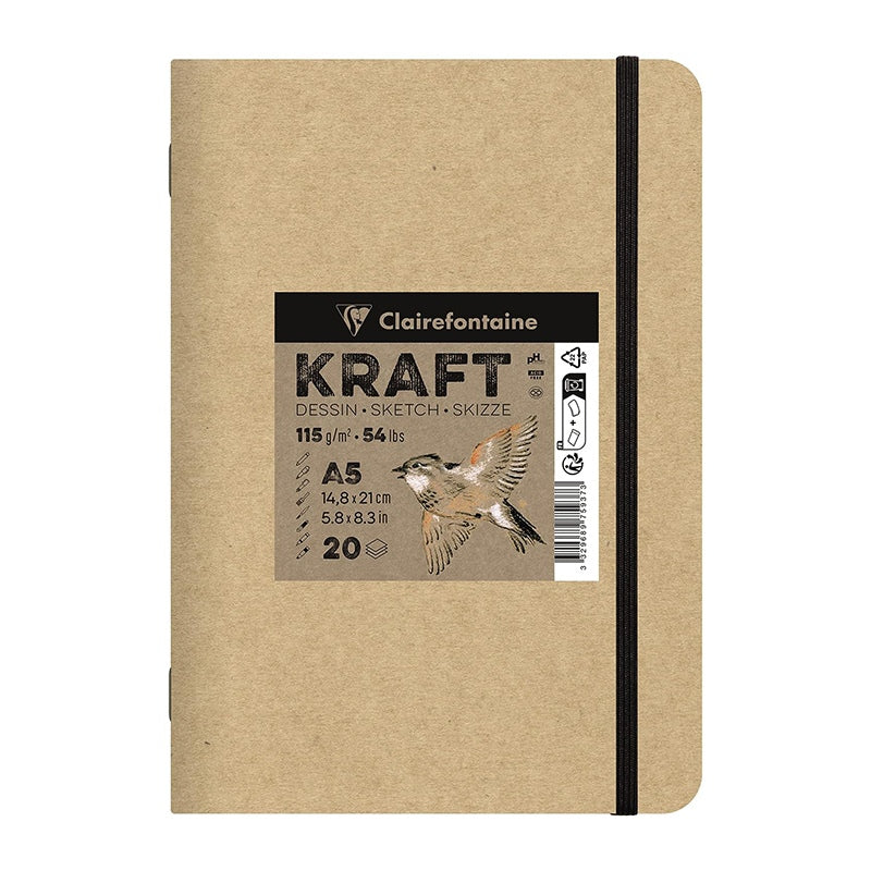 Papirni blok Kraft CLAIREFONTAINE 115 g/m² – A5 – A4 - 20 listova