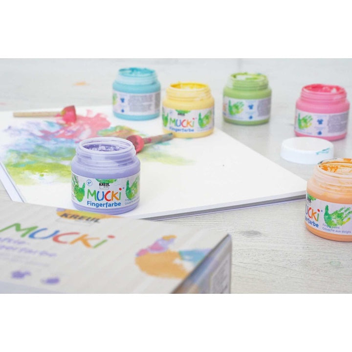 Pastelne boje za prstno slikanje za decu MUCKI / set 6 x 150 ml | Artmie