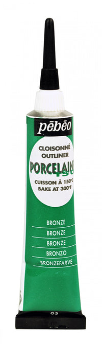Pebeo Porcelaine 150 reljefna kontura za porcelan 20 ml – Bronzano zelena