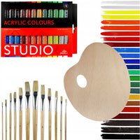 Phoenix Studio – set akrilnih boja 24 x 12 ml, 12 četkica i drvena paleta